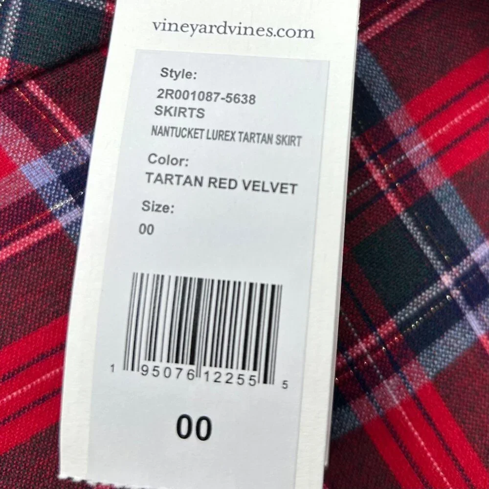 Vineyard Vines Nantucket Lurex Tartan Red Ruffle Skirt NWT Size 00 - Picture 4 of 15